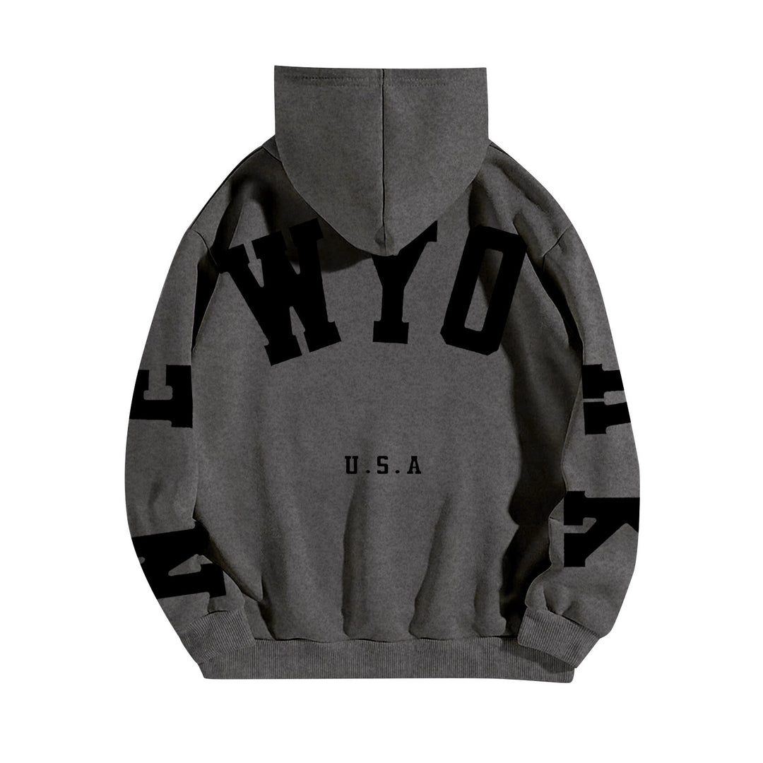 wyo newyork letter print hoodie, loose fit, oversized hoodie