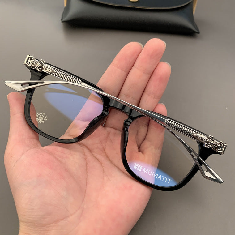 Chrome Hearts square acetate, pure titanium eyeglasses for nearsightedness