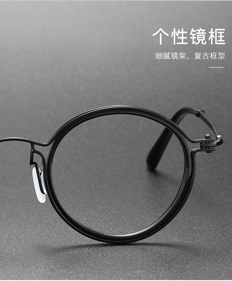 Retro Round Glasses Black Metal Optical Eyewear