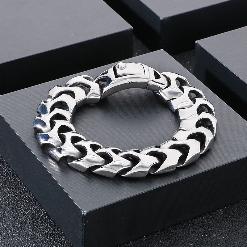 Bold punk dragon bone square snap buckle bracelet