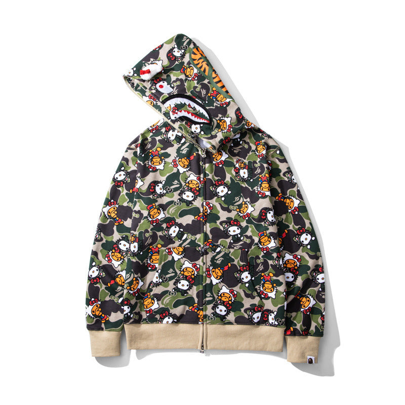 BAPE Shark camouflage hooded cardigan jacket