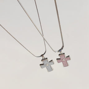 High-grade blade chain double cross pendant necklace