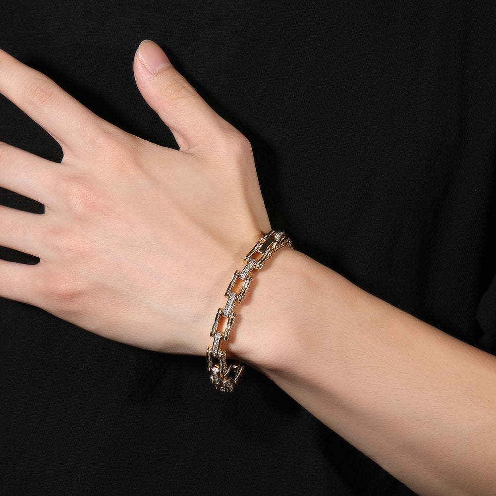 Hip Hop Rhinestone 5mm Bicycle Chain Necklace