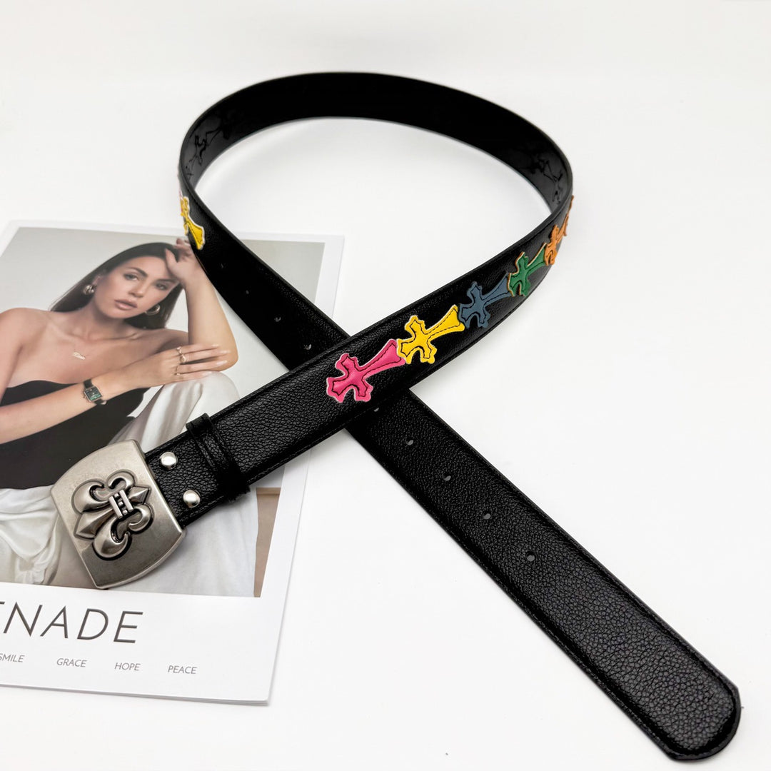 Chrome Hearts roller cutout smooth buckle belt