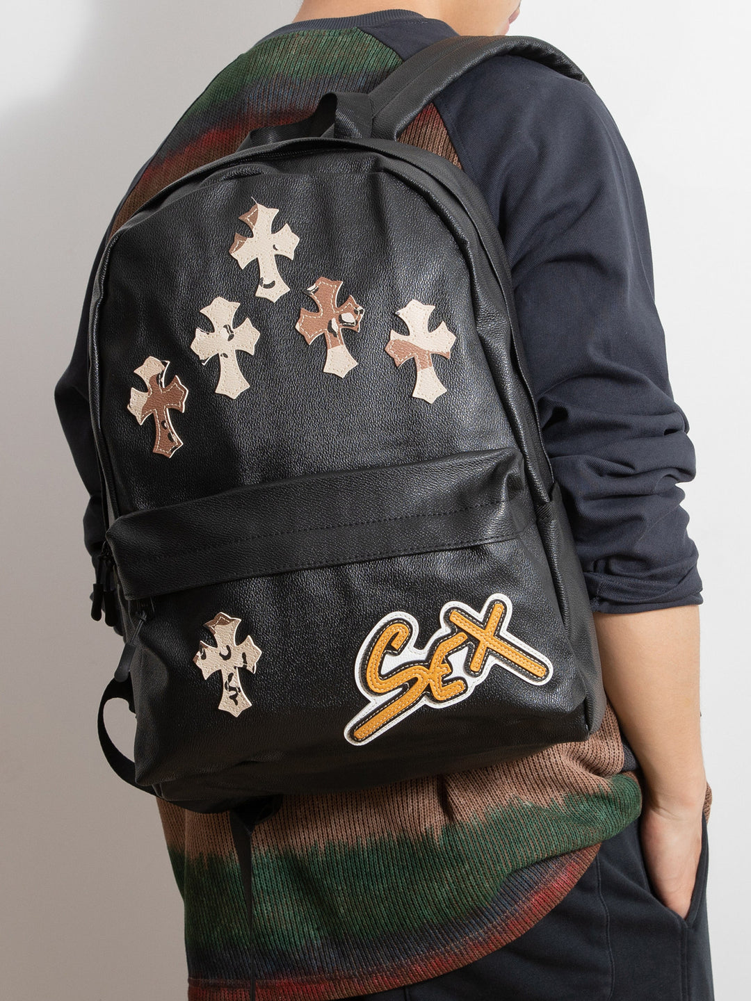 Chrome Hearts Cross Large Capacity PU Leather Backpack