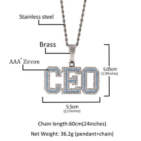 Alphabet Necklace Diamond Quartz Panel Hip Hop Necklace