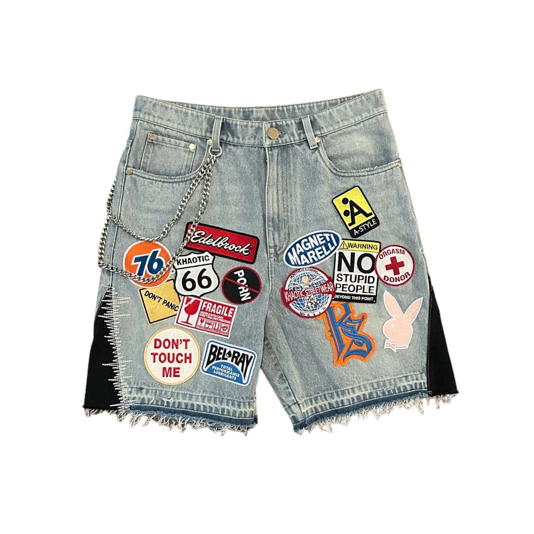 Wasteland-Style Embroidered & Appliquéd Shorts
