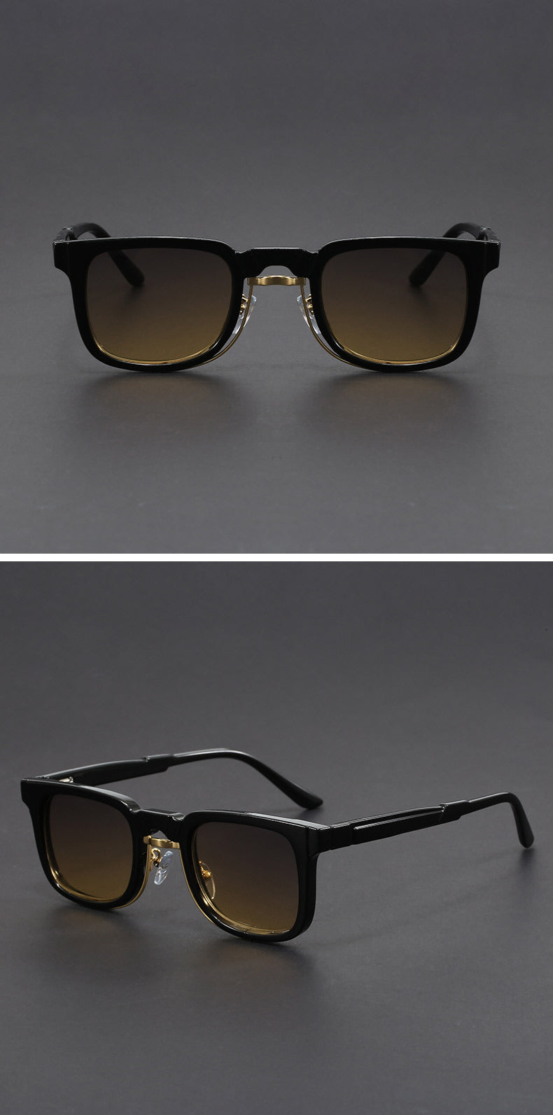 Retro European and American Square Sunglasses with Spring Temples