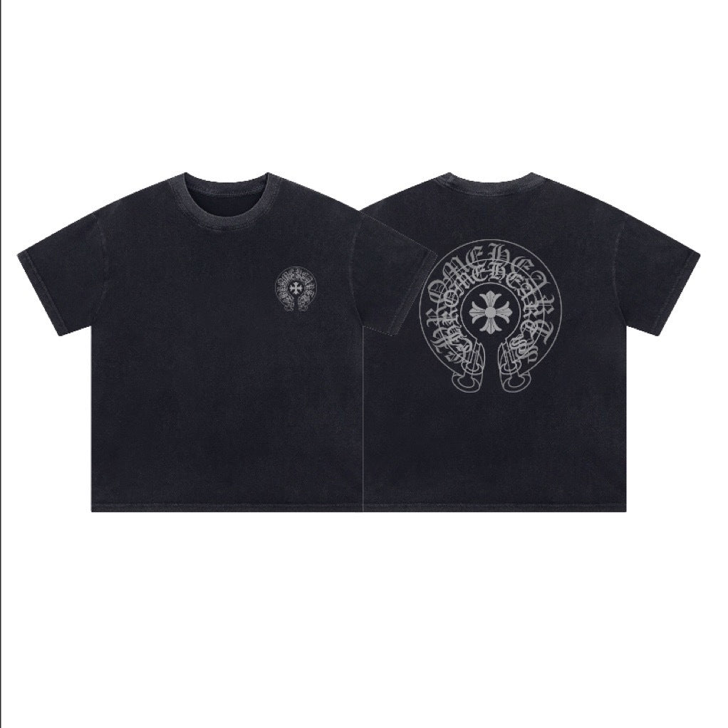 Chrome Hearts Summer Embroidery Print Cotton T-Shirt Short-Sleeve
