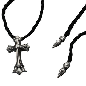 chrome hearts dagger double cross leather necklace