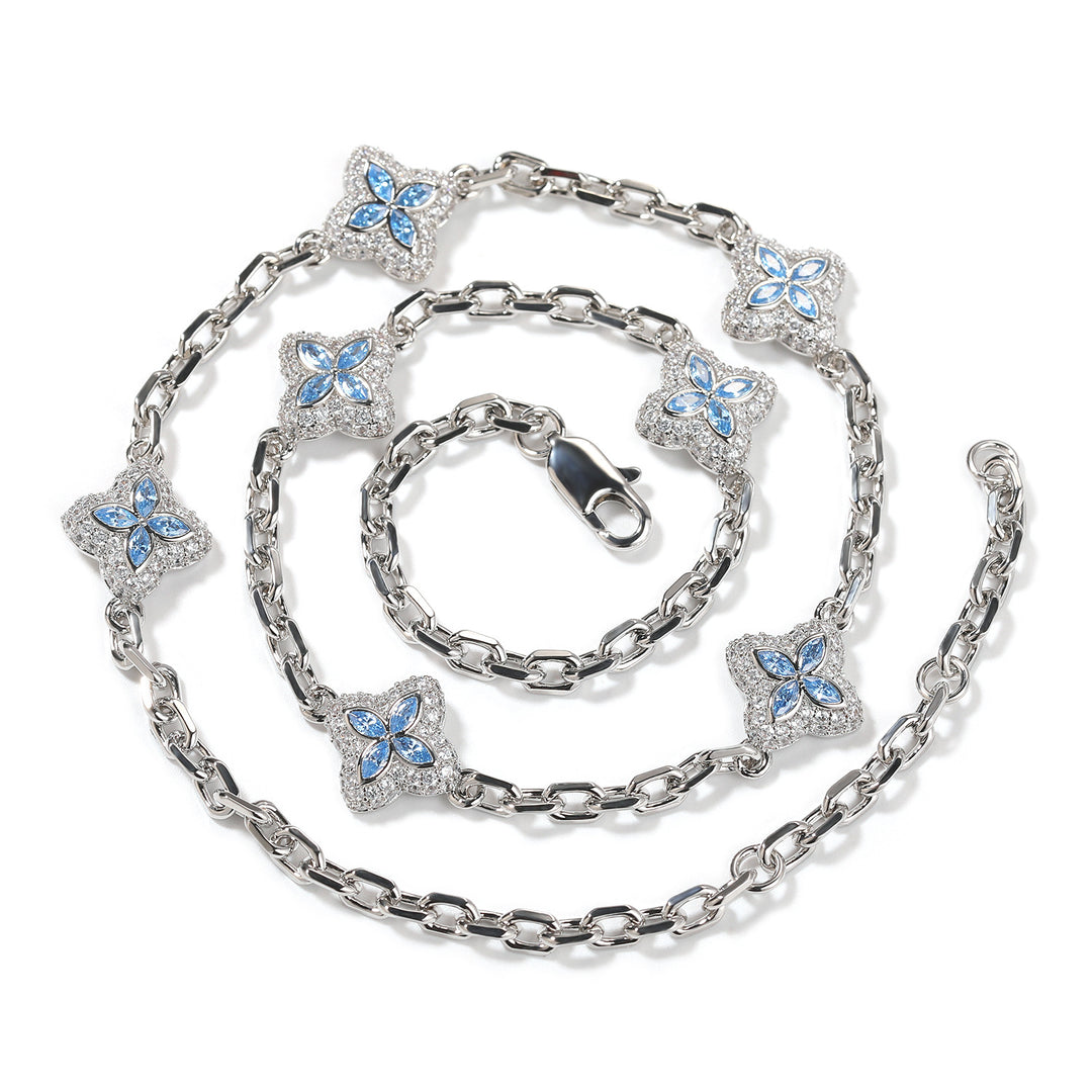 Full-Pavé Lucky Four-Leaf Clover Bracelet Necklace