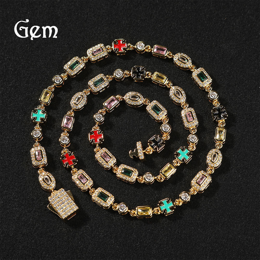 6mm diamond-encrusted colored gemstone bracelet
