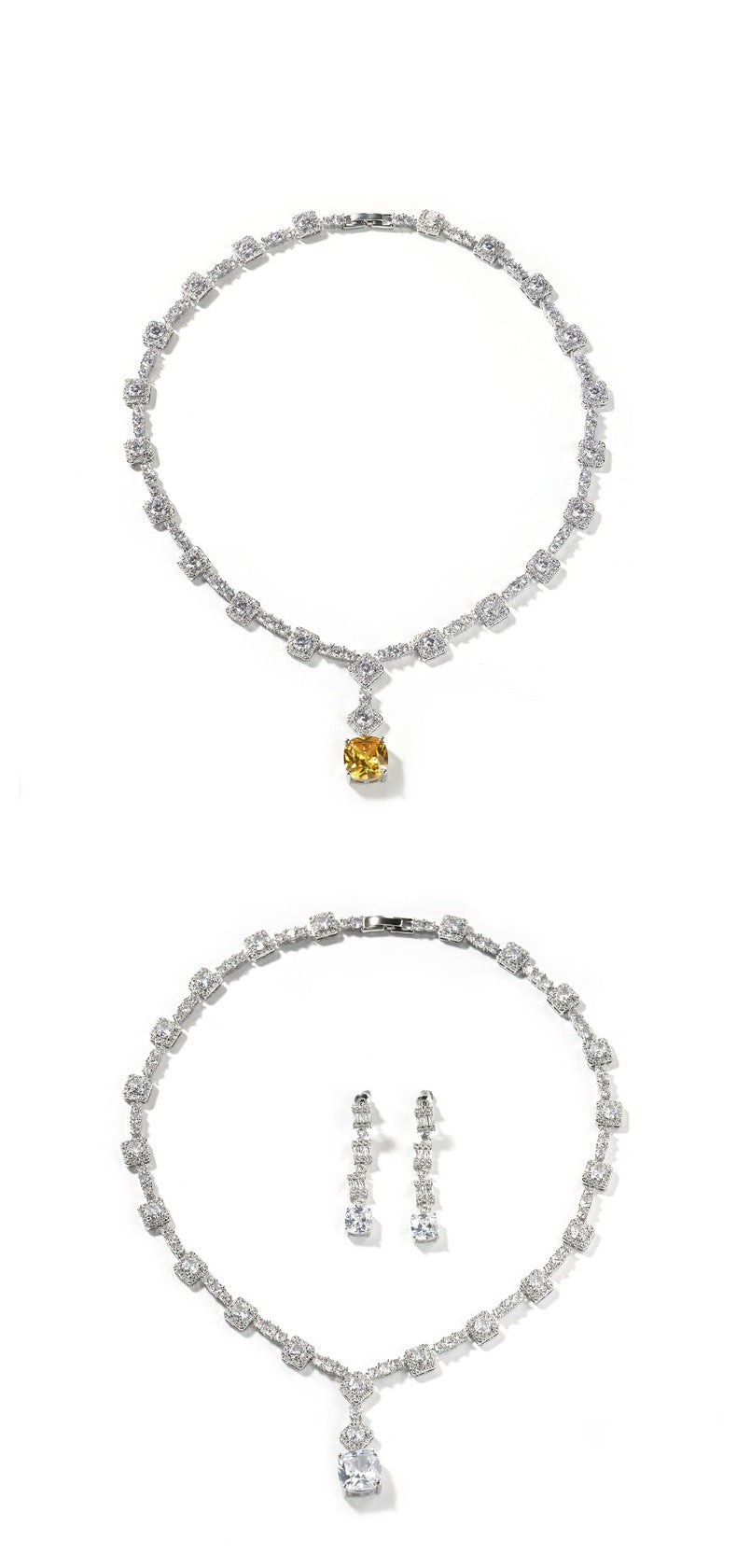 Copper-Set Zircon & Citrine Necklace and Earring Set