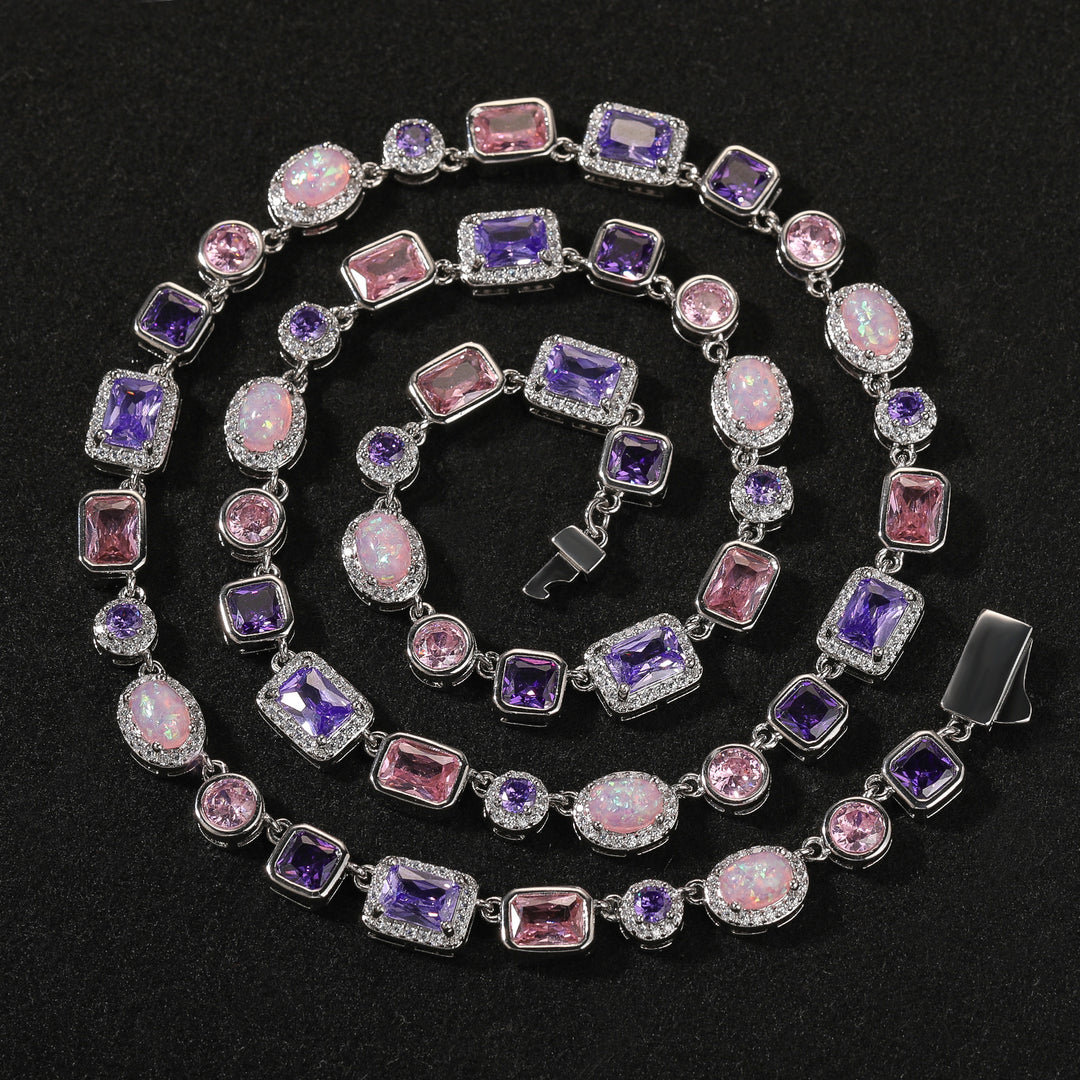 HIPHOP Copper Zirconia Necklace and Bracelet