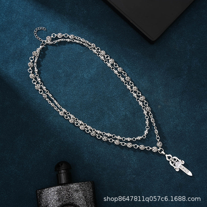Chrome Hearts hip-hop cross double-layer necklace