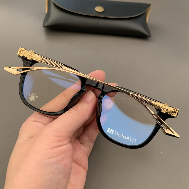 Chrome Hearts square acetate, pure titanium eyeglasses for nearsightedness