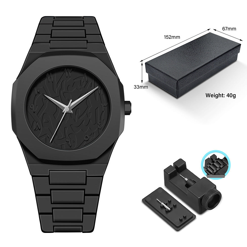 Sports-Style Waterproof Plastic Watch with Arabic Numerals