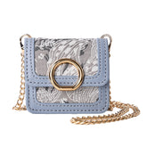 Retro Jacquard Mini Headphone Bag-Blue
