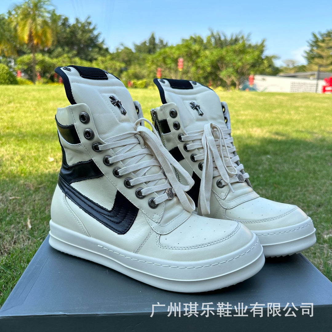 Chrome Hearts Style Mid-Top Sneakers with Platform Sole