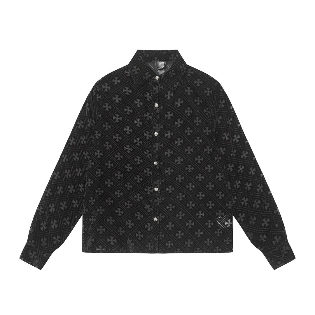 Chrome Hearts high-street cardigan with Sanskrit cross lettering