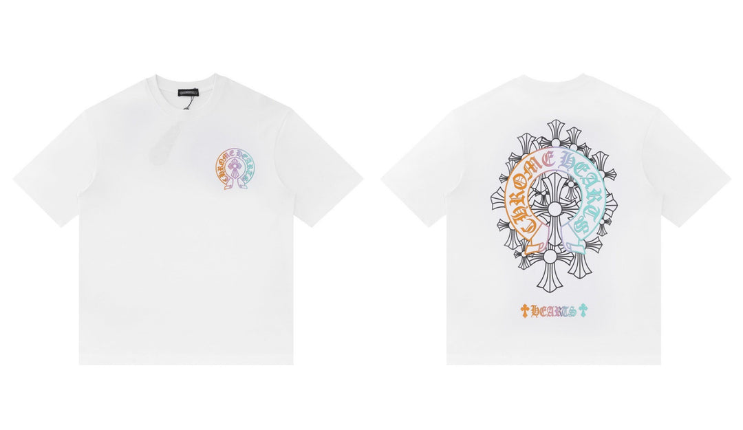 Chrome Hearts Summer Embroidery Print Cotton T-Shirt Short-Sleeve