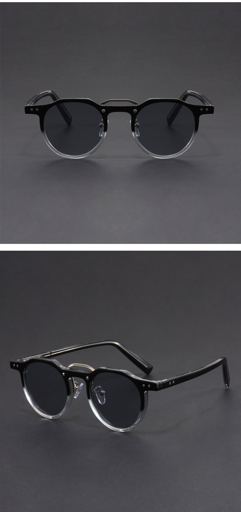 Punk small round frame faux acetate sunglasses