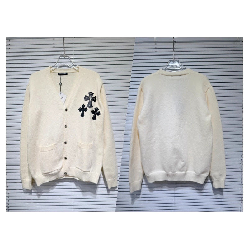 Chrome hearts cross cotton knitted cardigan sweater