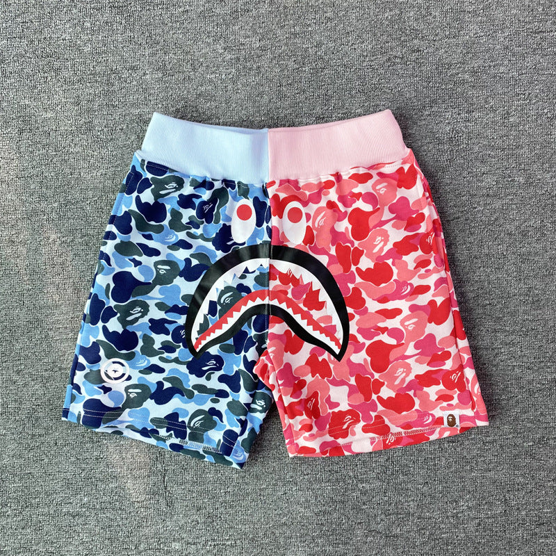 BAPE camouflage letter shark shorts five-point casual pants