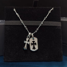 Chrome Hearts CH Full Diamond Military Flower Cross Necklace