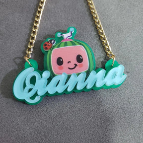 Personalised Kids Pendants acrylic Any Cartoon Character Nameplate Necklaces