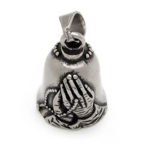 Red Cross Silver-Plated Wings Motorcycle Bell Pendant Necklace