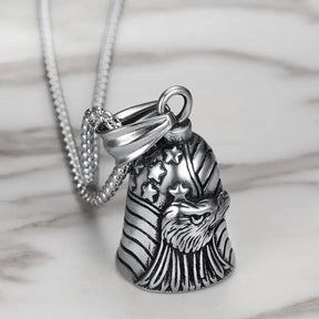 Red Cross Silver-Plated Wings Motorcycle Bell Pendant Necklace