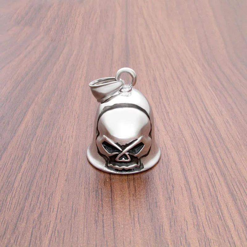 Red Cross Silver-Plated Wings Motorcycle Bell Pendant Necklace