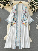 Retro Embroidery Sun Protection Shirt  Chiffon Long Streetwear