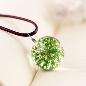 dandelion necklace Lucky WISH Glass Ball Jewelry