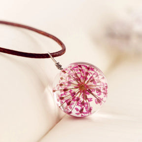 dandelion necklace Lucky WISH Glass Ball Jewelry