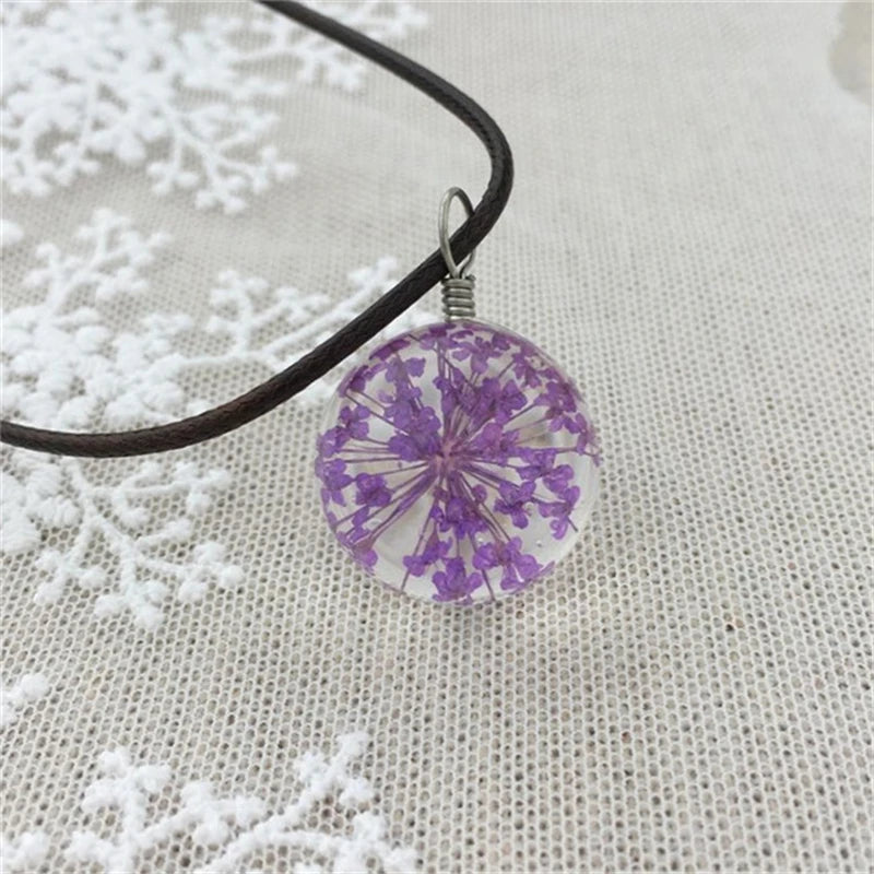 dandelion necklace Lucky WISH Glass Ball Jewelry