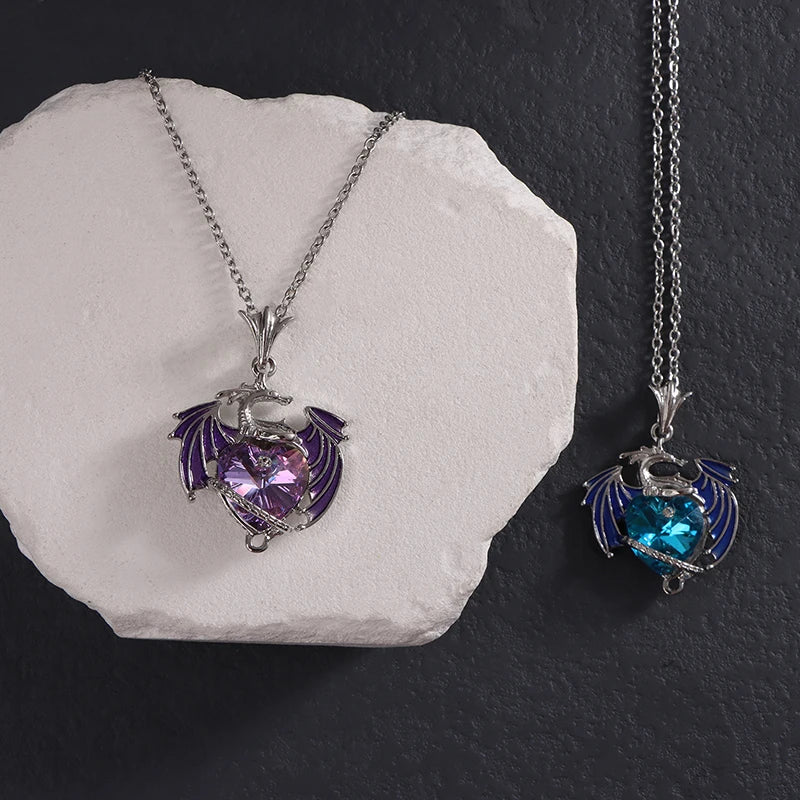 dragon necklace Blue Purple Pendant