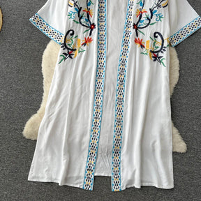 Retro Embroidery Sun Protection Shirt  Chiffon Long Streetwear