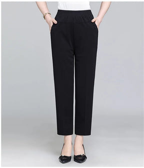 Spring Summer Pants Thin Elastic Waist Loose Cotton