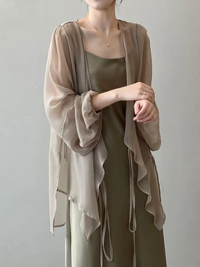 Women High Street Casual Lacing Button Cardigan Elegant All-match Top