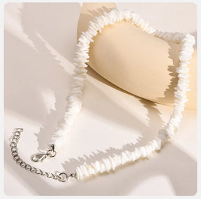 Natural Square Irregular Shell Beaded Chain Necklaces