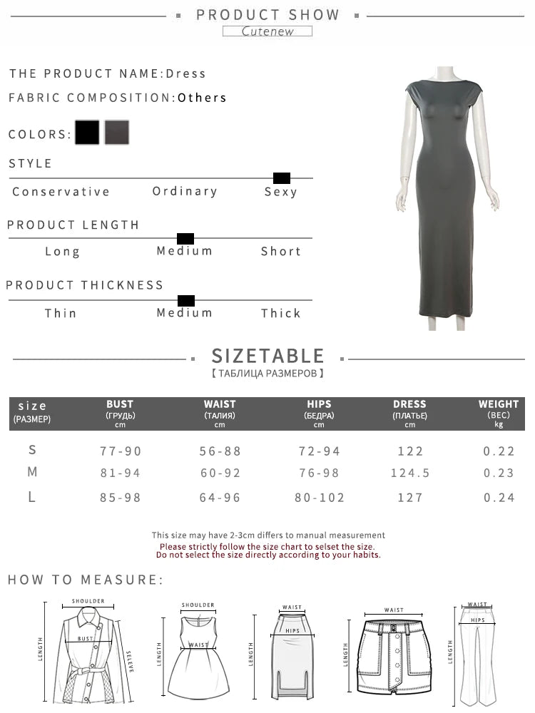 Elegant Short Sleeve Bodycon Maxi Dress O-neck Backless Lady Dresses