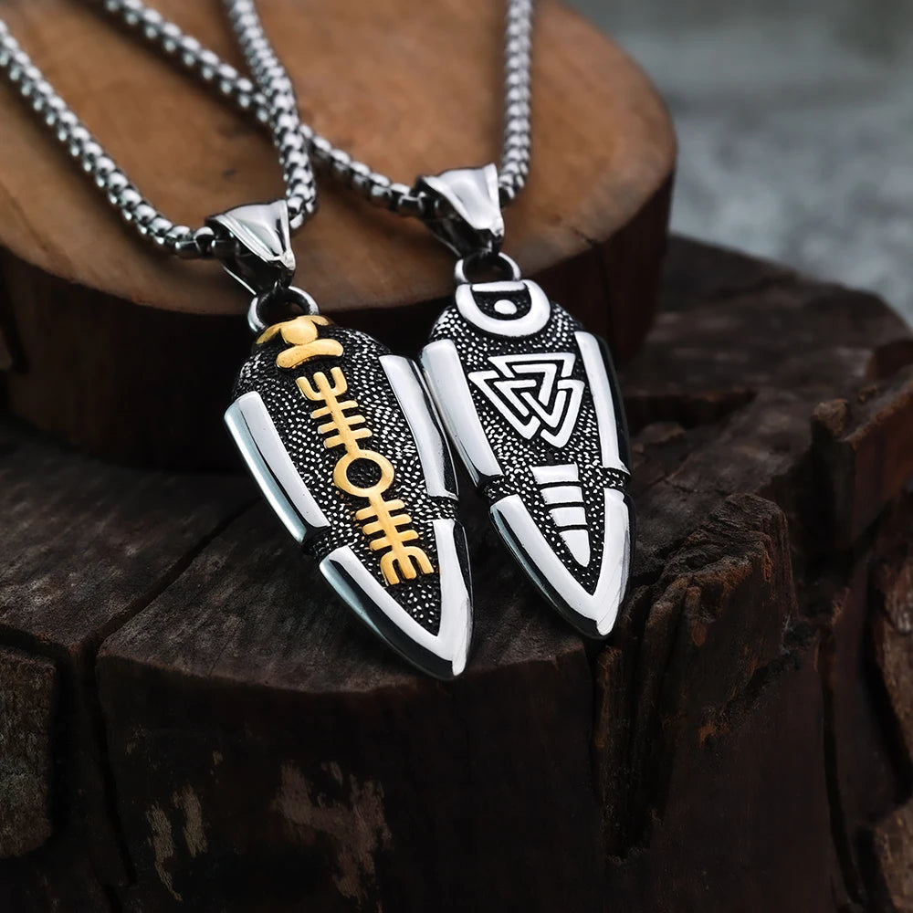 Viking Odin's Spear Gunnier Titanium Steel Personalized Double Sided Rune Pendant