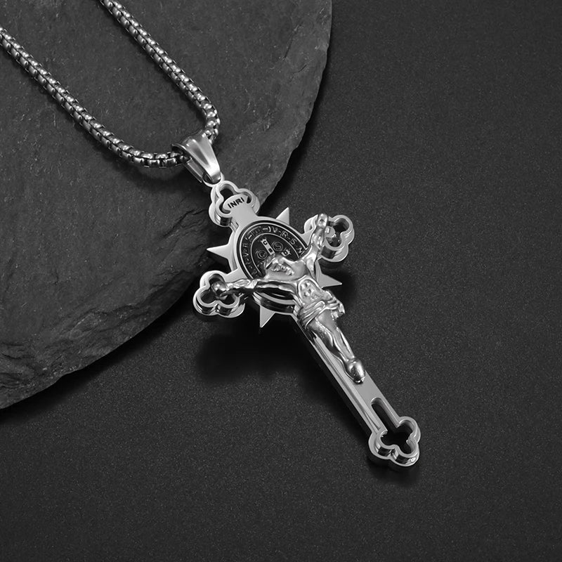 Saint St. Benedict Jesus Cross Pendant Necklace Christian Catholic Amulet