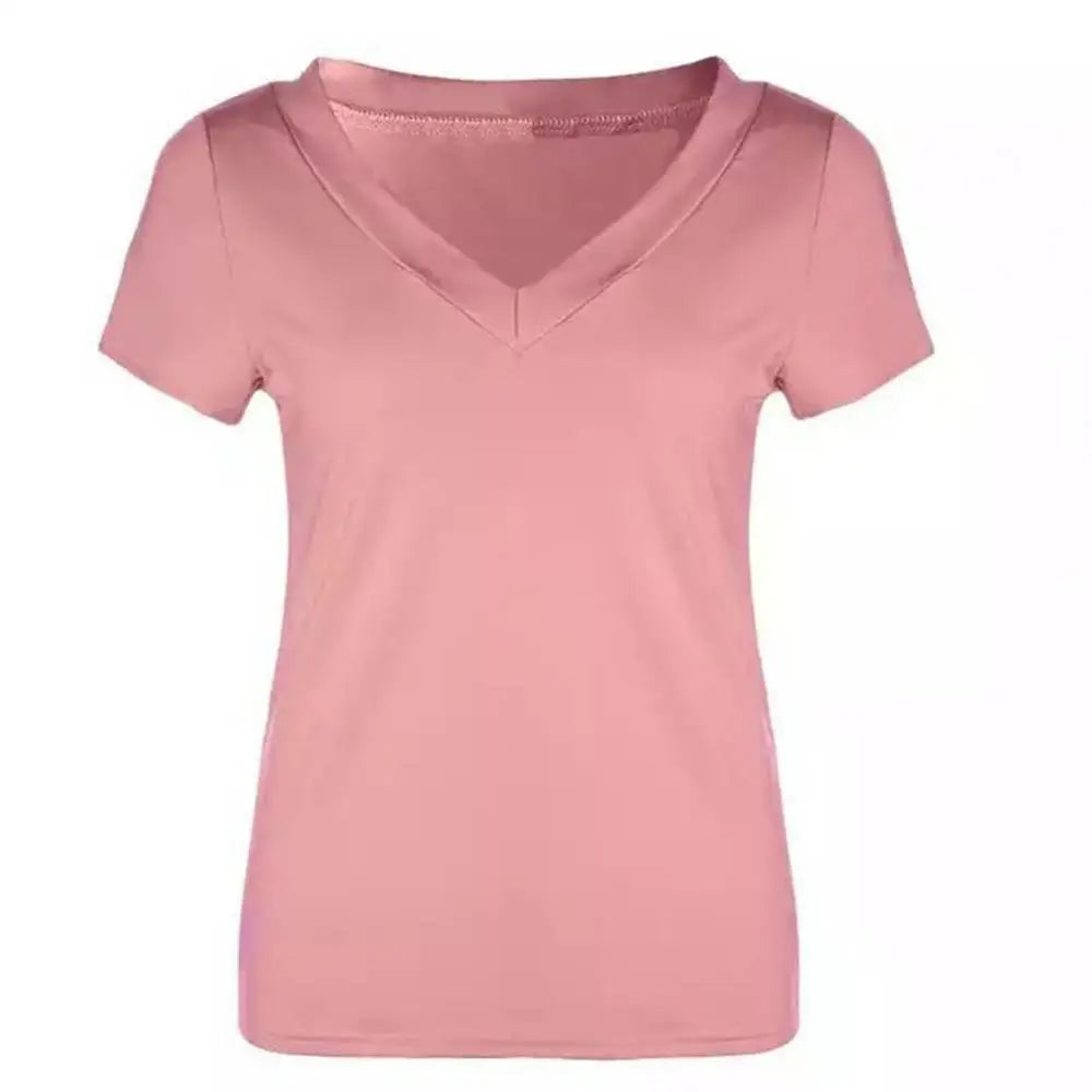 Slim Fit Plus Size T-Shirt Women Top Solid Color Short Sleeve