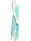 Elegant Strapless Dress Women Irregular Tassel Skinny Split Maxi Bodycon