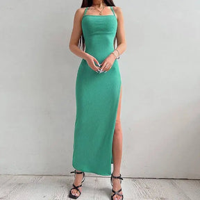 Backless Bandage  Bodycon Halter Neck Split Party Dresses