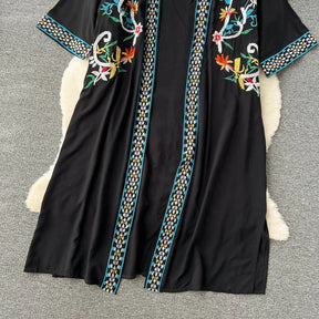 Retro Embroidery Sun Protection Shirt  Chiffon Long Streetwear