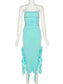 Elegant Strapless Dress Women Irregular Tassel Skinny Split Maxi Bodycon